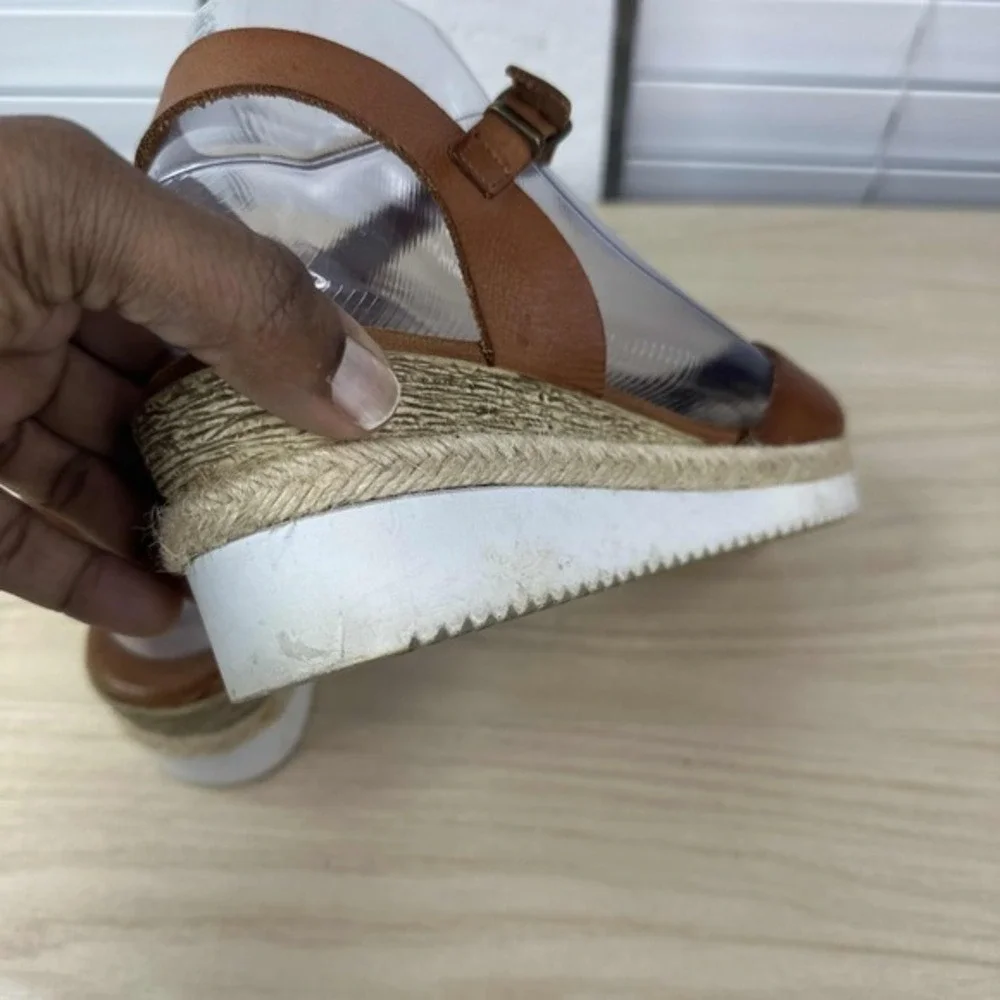 Bertuchi Shoes Womens EU 39 Brown Ankle Strap Espadrille Wedge Boho‎ Sandals